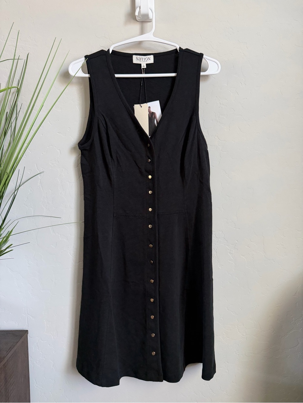 Nation LTD Tierra Mini Dress Black Snap Front Sleeveless NWT Size Small